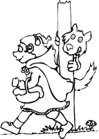 A coloring page of little red riding hood